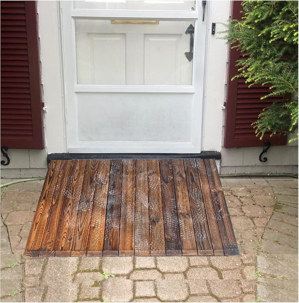 Brown Wooden Doorway Threshold/Kerb Ramp, Non-Skid Patio Garage Bike/Motorcycle/Wheelchairs Ramps, 3.9'/7'/7.8'/9.8' High (60x10x50cm/23x3.9x19in)