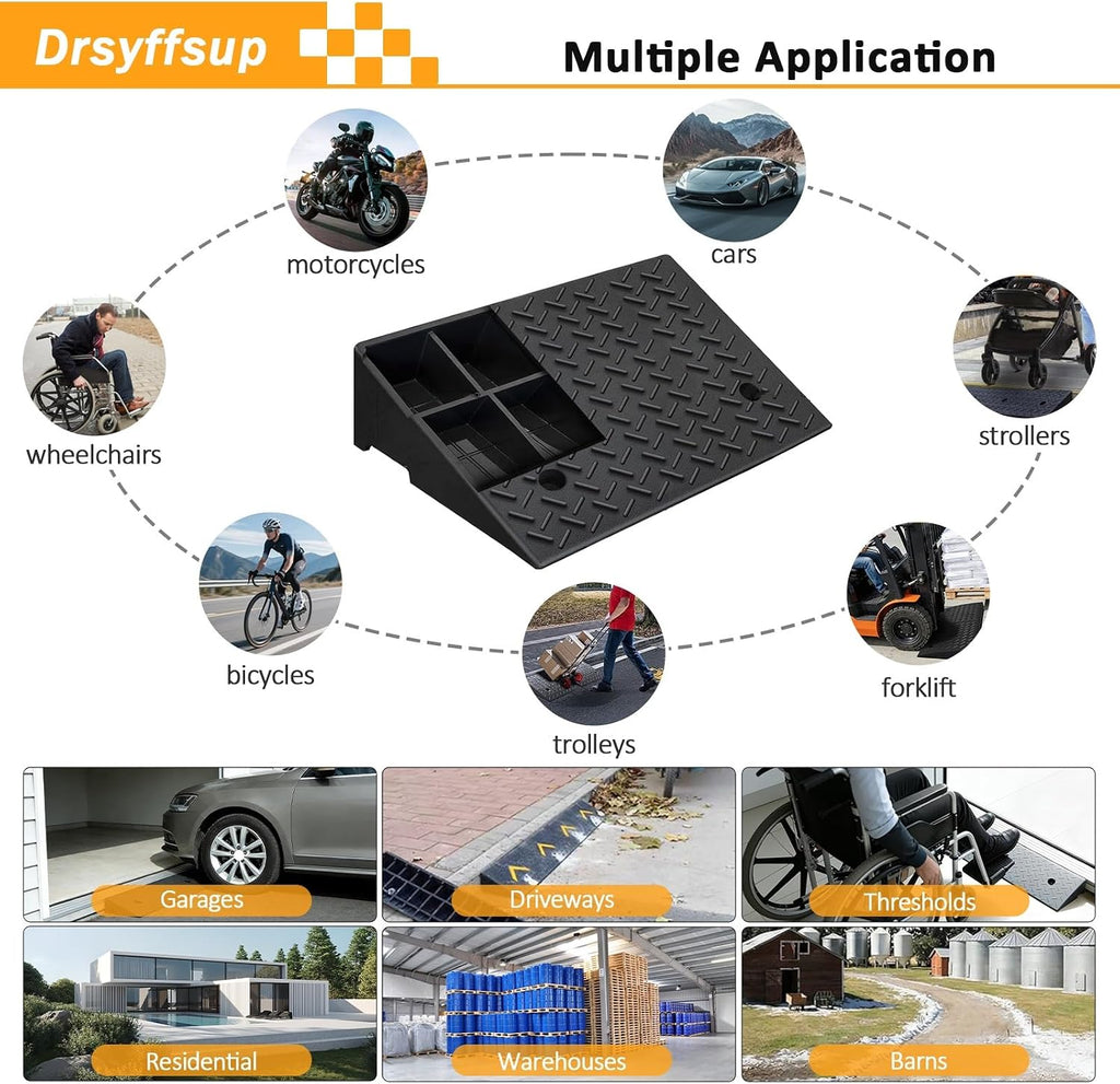 Threshold Ramp for Doorways, 2'/3.9'/4.7'/5.5' Rise Heavy Duty Rubber Driveway Curb Ramps/Kerb Ramp for Wheelchair, Car, Truck, Motorcycle, 2-Pack(50x32x7cm/19.7x12.6x2.76)