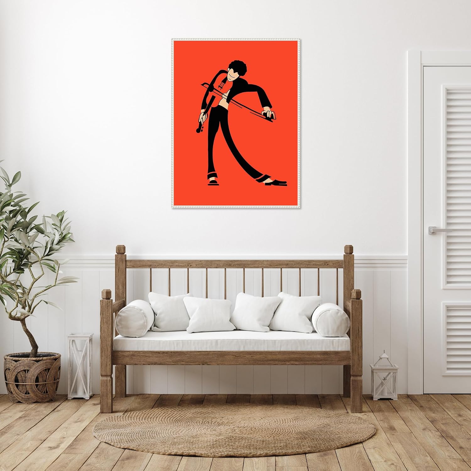 Amanti Art Framed Canvas Wall Art 42x32 The Violin by Mark Rogan, Framed Wall Art Canvas, Music Artwork, Traditional Decor, Oversize Poster Painting for Living Room, Bedroom, Bathroom, Kitchen,