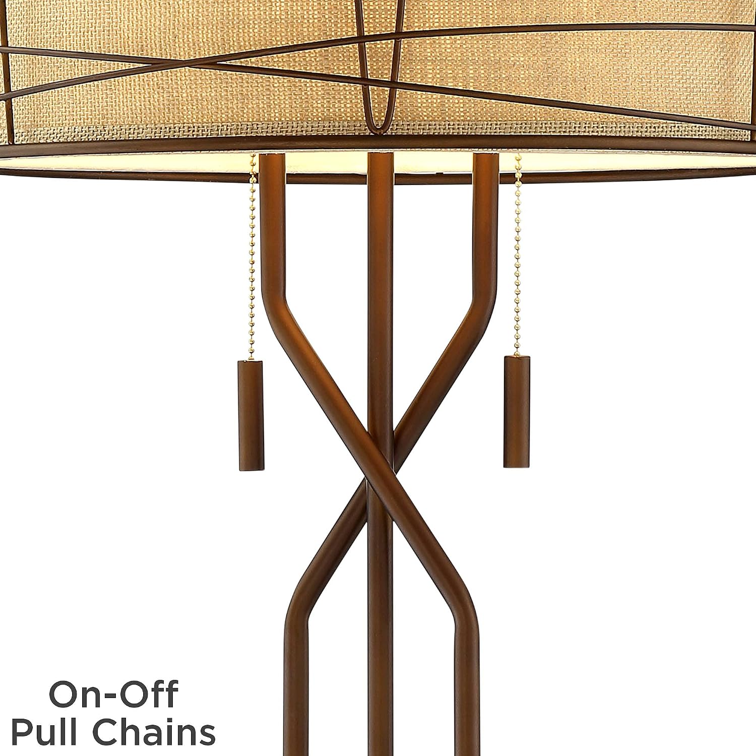 Franklin Iron Works Marlowe 28 3/4' Tall Farmhouse Rustic Modern Industrial End Table Lamps Set of 2 Pull Chain Bronze Brown Metal Living Room Bedroom Bedside Nightstand House Office Woven Shade