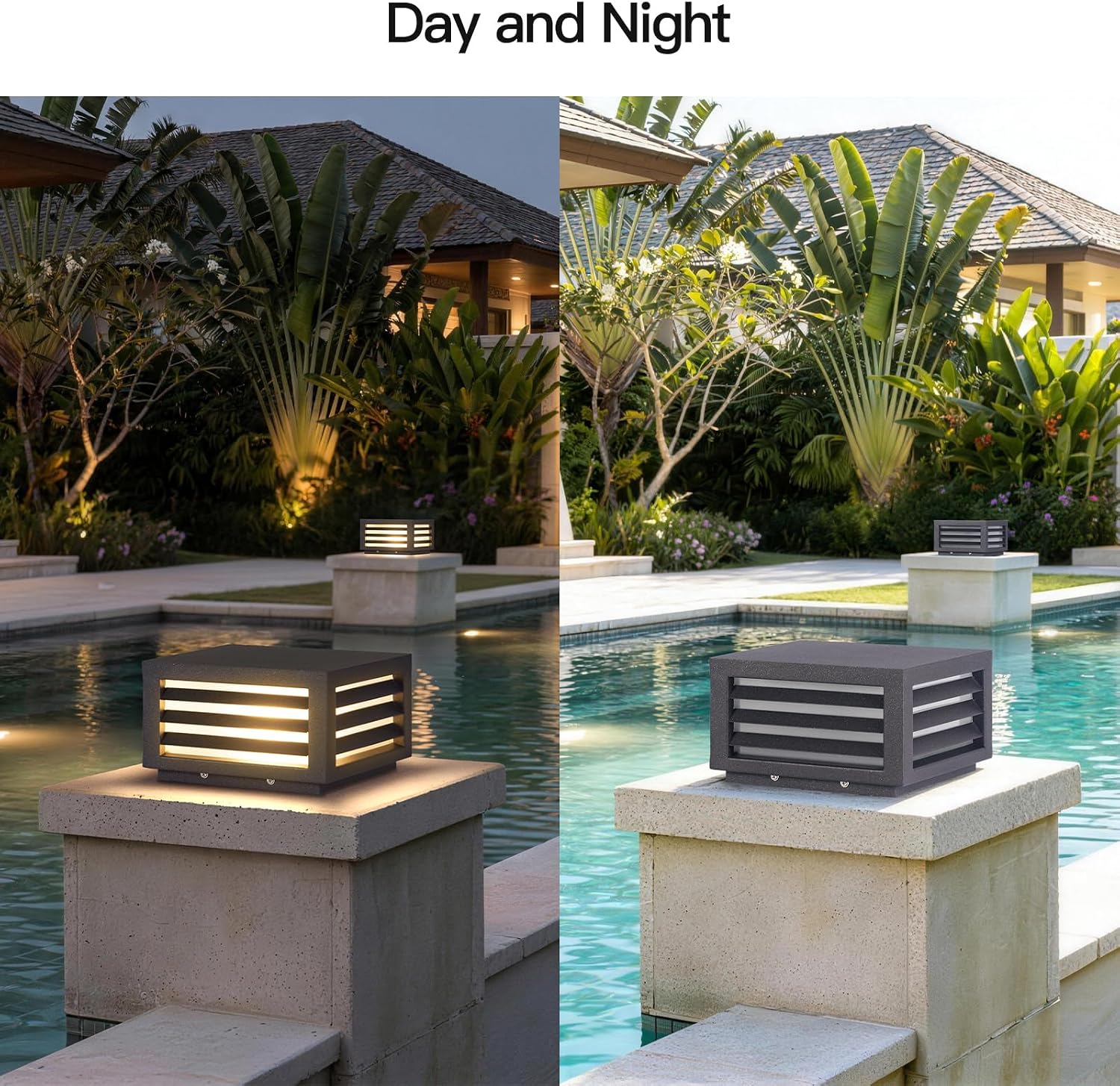 MVBT Post Lights Outdoor, 8.8' Hard Wired Pillar Lights Outdoor, IP54 Waterproof Column Light, 3000K Landscape Column Lamp, Square Pillar Patio Lamps Lighting for Posts Fence Deck Gate Entrance Yard