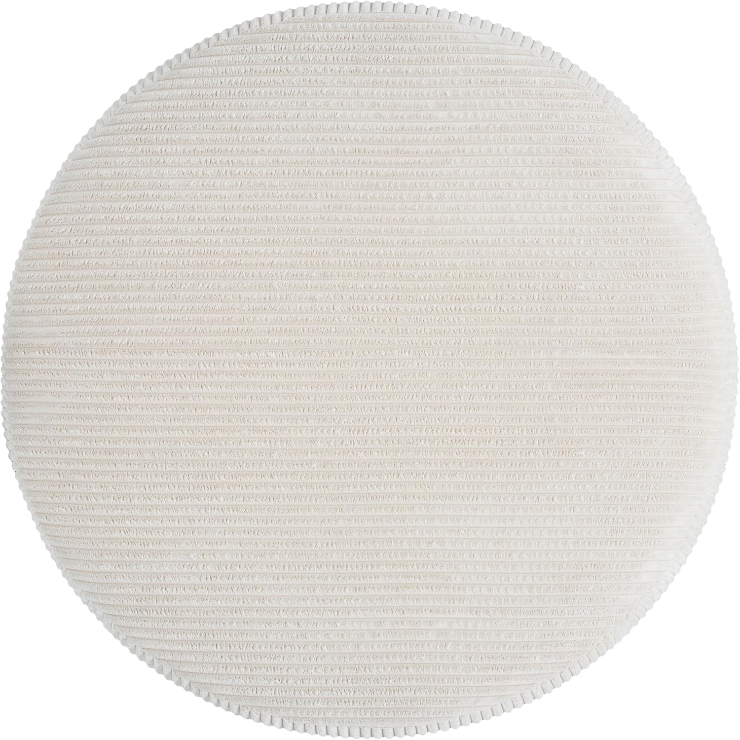 Christopher Knight Home GAVI 30' Ottoman Foot Stool, Corduroy Pouf Footstool Ottoman Seat, Upholstered Foot Chair, Round Footrest, Modern Side Table for Living Room Bedroom Home Decor, Beige