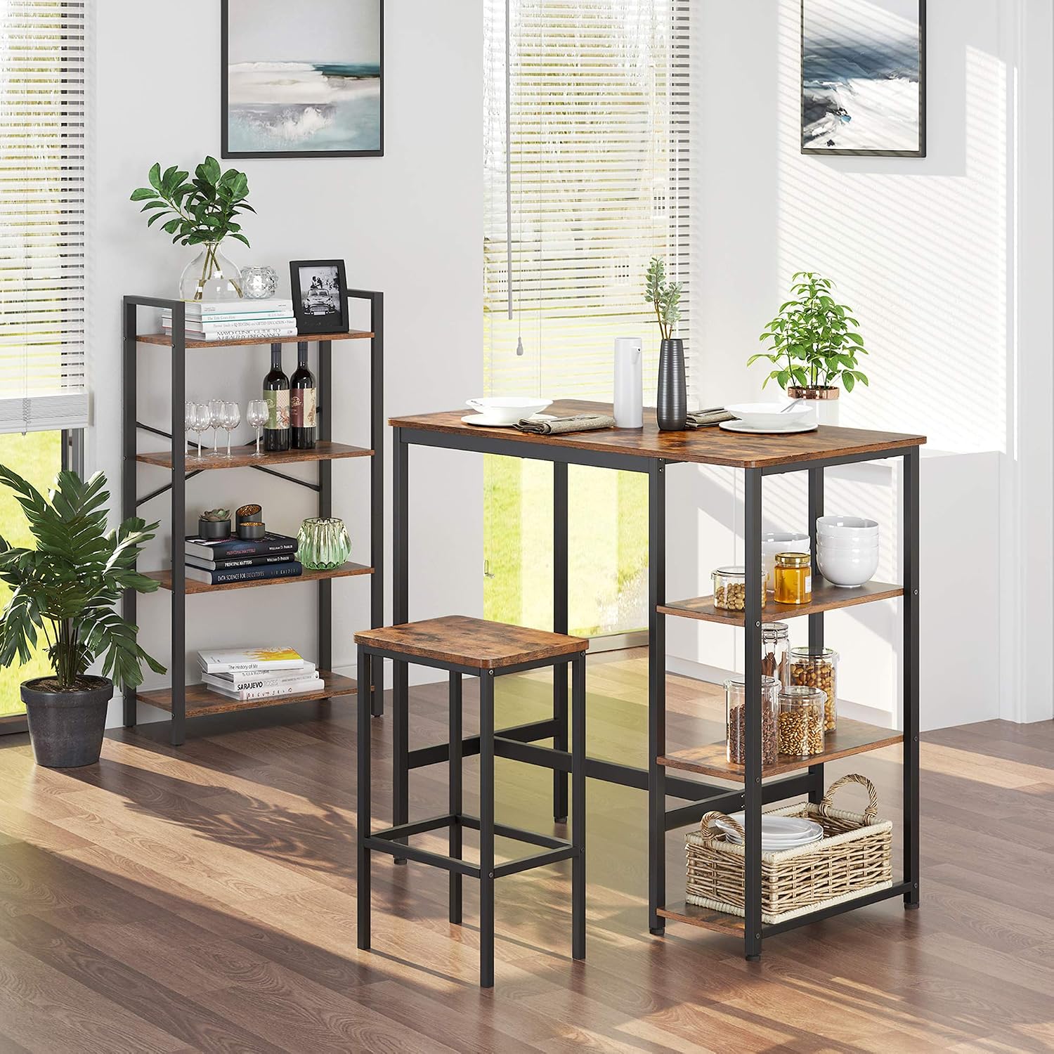 VASAGLE Bar Table with Sturdy Metal Frame, Easy Assembly, Industrial Design, 23.6 x 42.9 x 39.4 inches, Rustic Brown
