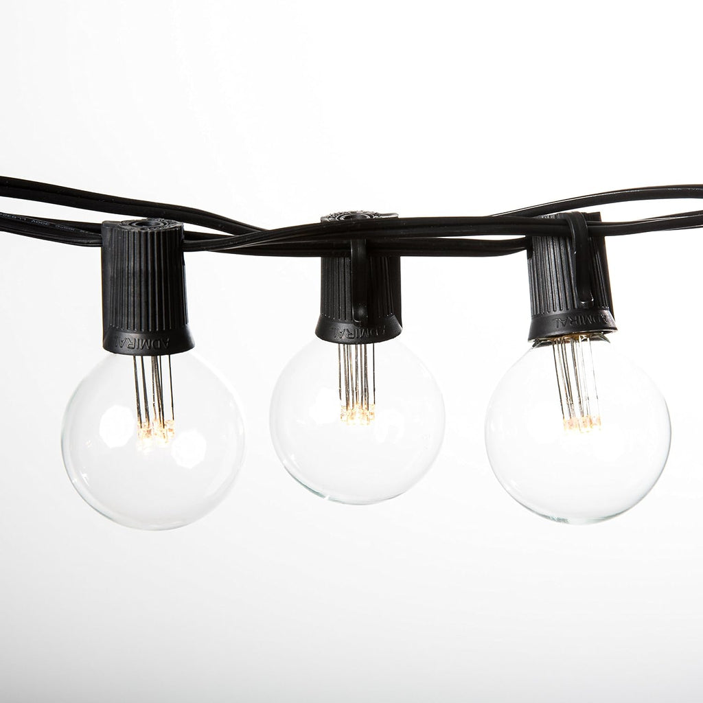Hometown Evolution, Inc. 100 Foot G50 LED String Lights (LED G50 2 Inch 0.6 Watt Bulbs - Black Wire) for Patio, Bistro, Deck, Pergola, Party and Wedding Lighting