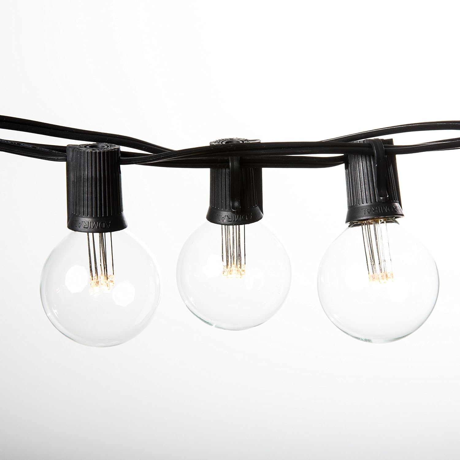 Hometown Evolution, Inc. 100 Foot G50 LED String Lights (LED G50 2 Inch 0.6 Watt Bulbs - Black Wire) for Patio, Bistro, Deck, Pergola, Party and Wedding Lighting