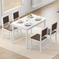 NAFORT Dining Table Set for 4, Farmhouse Kitchen Table and Chairs Set of 4, Mid-Century Modern Rectangular Dining Room Table with Cushion Padded Seat, Solid Wood Dining Set Kitchen Furniture