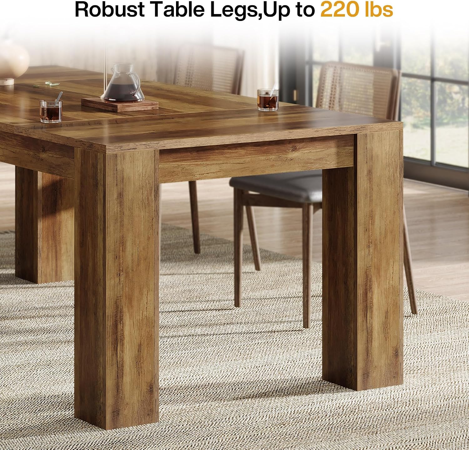 Tribesigns 63-Inch Dining Table for 4 to 6, Rectangular Kitchen Dinner Table, Farmhouse Wooden Eating Table for Home Kitchen, Dining Room
