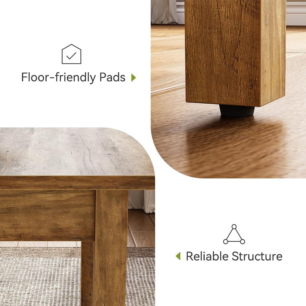 LITTLE TREE 39 Inches Square Dining Table for 4 People, Industrial Wooden Kitchen Table Small Dinner Table, Modern Dining Room Tables for Living Room, Kitchen, Rustic Brown
