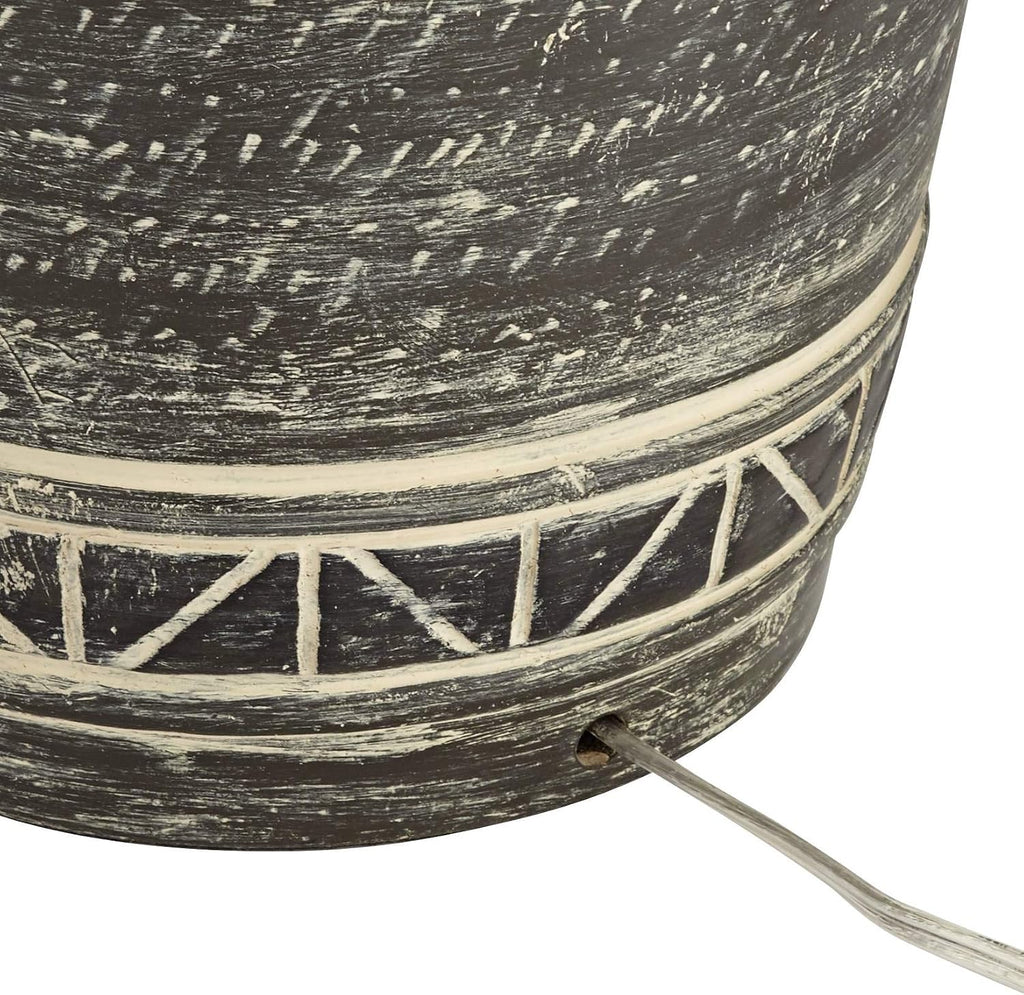 John Timberland Miguel Farmhouse Rustic Southwest Jar Table Lamp with Dimmer and USB Charging Port 32' Tall Earth Tone Linen Fabric Drum Shade for Living Room Bedroom House Bedside Nightstand Home