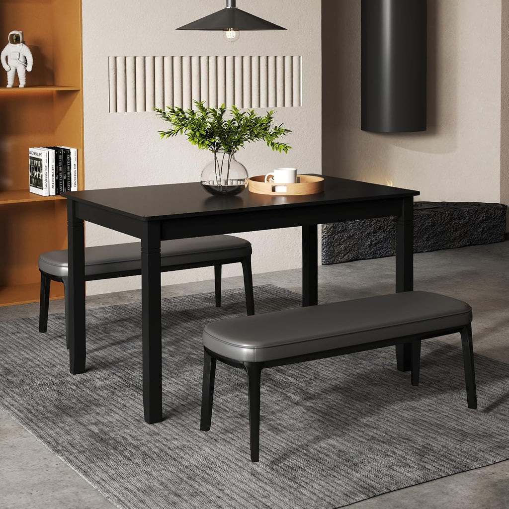 Giantex Dining Table for 4 People, 48'x 29' Kitchen Table with Wood Legs, Load 330 Lbs, Rectangular Dinner Table for Small Space, Dinette, Apartment, Living Room, Dining Room (Black)