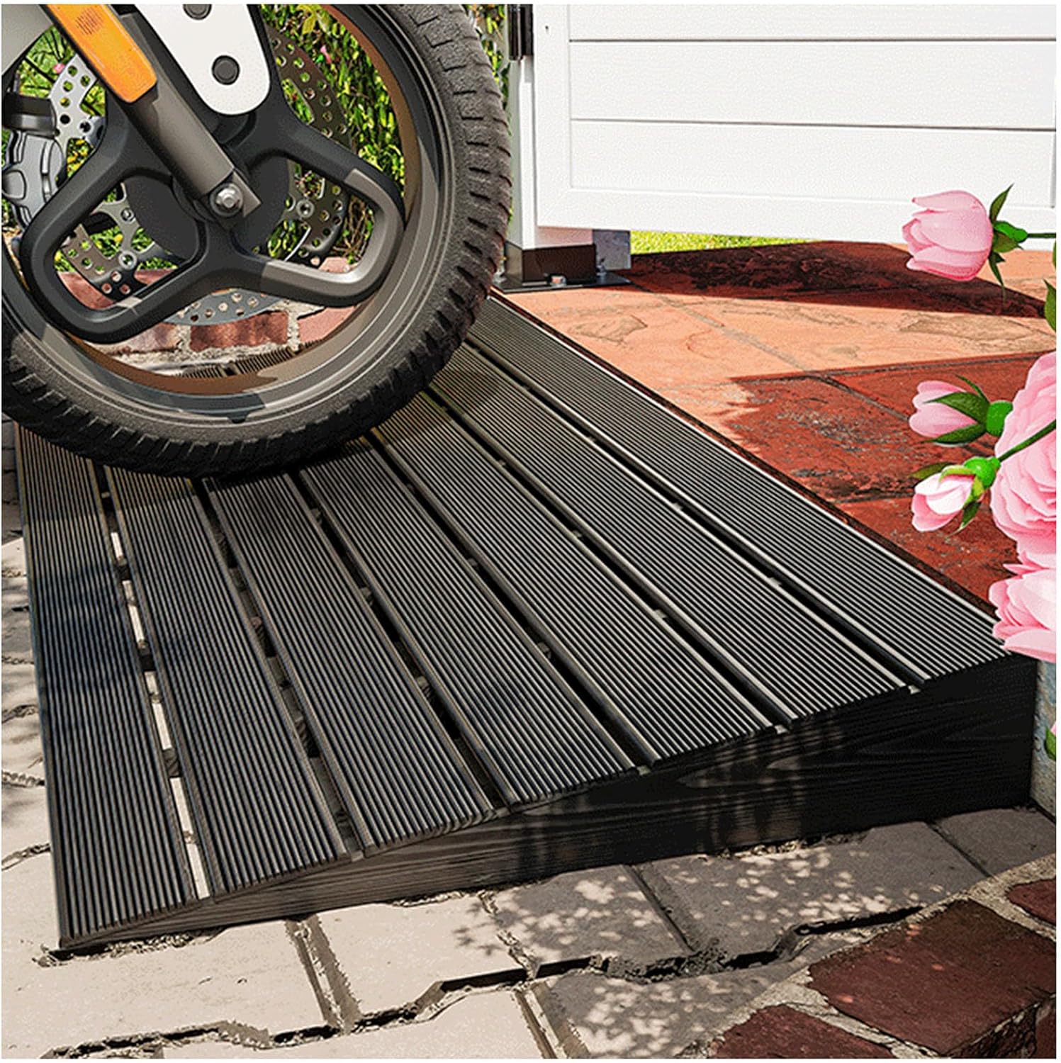 Wooden Threshold Ramp for Smooth Doorway Transitions, Non-Slip Grooves for Safety, Ideal for Home Steps and Sidewalk Curbs