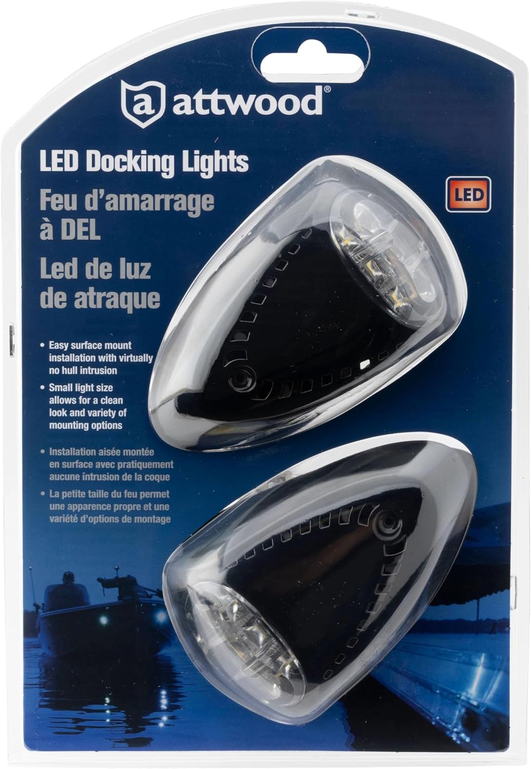 Attwood 6523BK7 LED Boat Docking Light, Black Finish, Set of 2