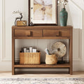 ONBRILL Console Table with Drawers, 40 Inch Narrow Entryway Table with Open Storage Shelves, Mid Century Modern Hallway Accent Tables Behind Couch Table for Living Room (Vintage Brown)