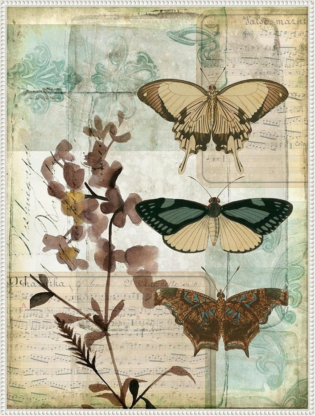 Amanti Art Framed Canvas Wall Art 42x32 Music Box Butterflies II by Jennifer Goldberger, Framed Wall Art Canvas, Animals Artwork, Traditional Decor, Oversize Poster Painting for Living Room, Bedroom,