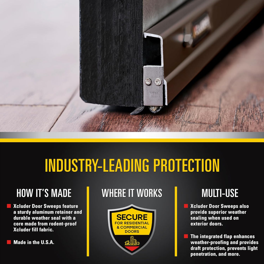 Xcluder 48 in. Standard Door Sweep, Dark Bronze 2-Pack, Seals Out Rodents & Pests, Enhanced Weather Sealing, Easy to Install; Rodent Protection; Rodent Proof Door Sweep