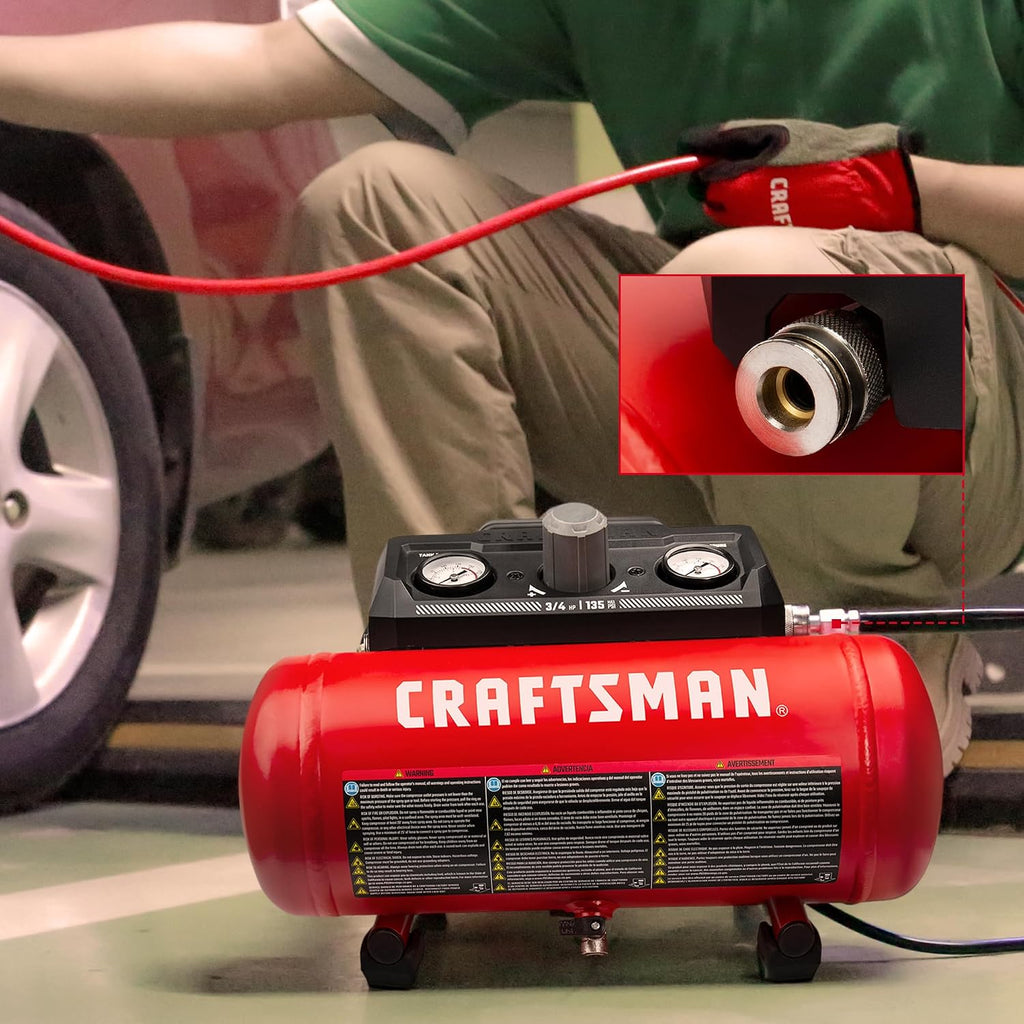 Craftsman Air Compressor 1.5 Gallon Portable, 3/4 HP, 1.5 CFM@90PSI, Max 125 PSI, Oil Free, Lightweight Air Compressor for DIY Workshop, Small Project