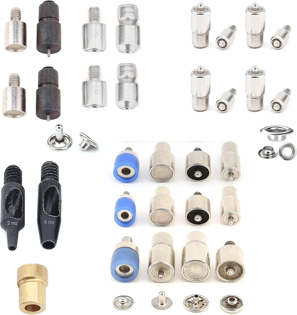 Rivet, Eyelet, Grommet and Snap Button Setting Die Set for Hand Press Machine (Blue Press with Die Set)
