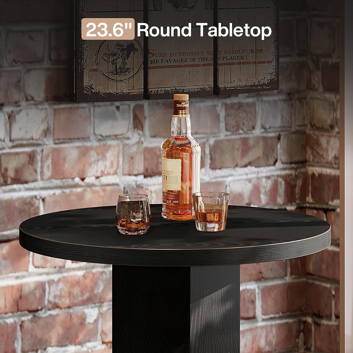 Tribesigns 3-Piece Dining Table Set for 2, Small Round Kitchen Table with 2 Chairs,Black Counter Height Bar Table, Pub Table for Small Space, Apartment, Bistro