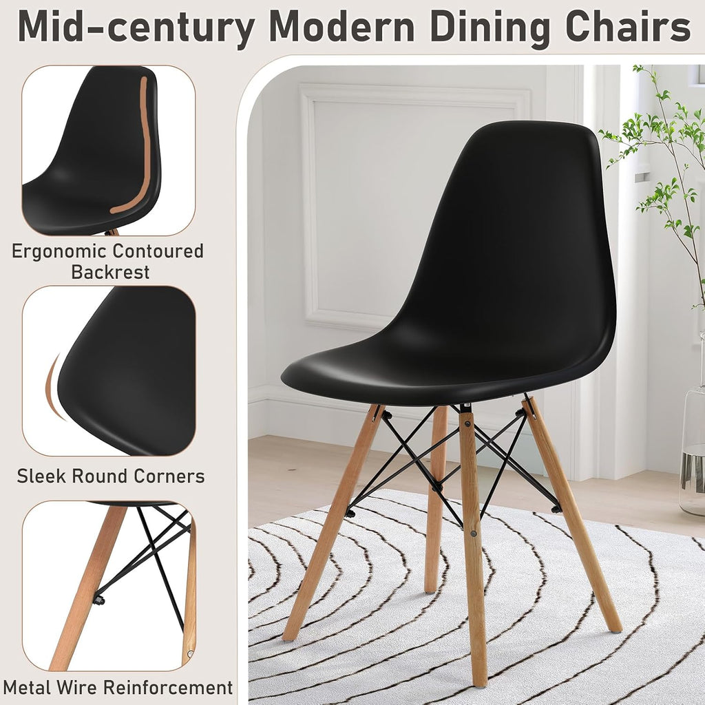 Tangkula Round Dining Table Set for 4, Modern Circle Kitchen Table & 4 Chairs with Ergonomic Seats and Solid Wood Legs, 5-Piece Dining Room Set for Small Spaces, Kitchen, Living Room
