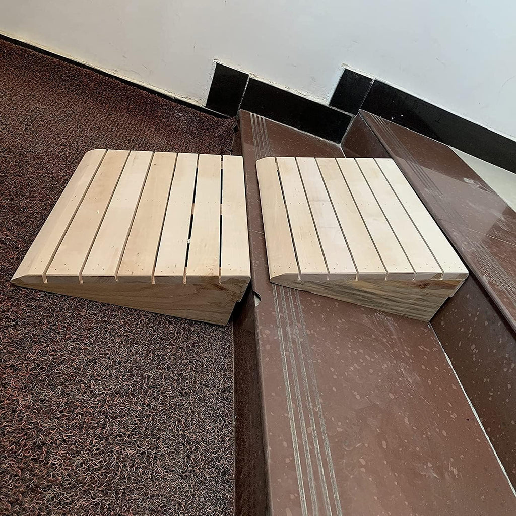 Set of 2, Curbside Ramp for Wheelchair, 3/4/5/6 Inch Rise Portable Wooden Thresholds Ramp Doorway Ramps for Disabled Walkers Scooters, Lightweight Sturdy Slope (Size : 30.8x30x11cm)