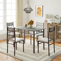 Giantex 5-Piece Dining Table Set for 4, Kitchen Table and Upholstered Chairs Set with Faux Marble Tabletop & Metal Frame, Space-Saving Dinette Set for Breakfast Nook, Small Space, Grey
