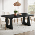 Tribesigns Large Dining Table for 6-8 People, 70.9-Inch Wood Rustic Rectangular Table with Black Wooden Legs, Farmhouse Center Kitchen Table for Dining Room, Living Room, Home Furniture, Black
