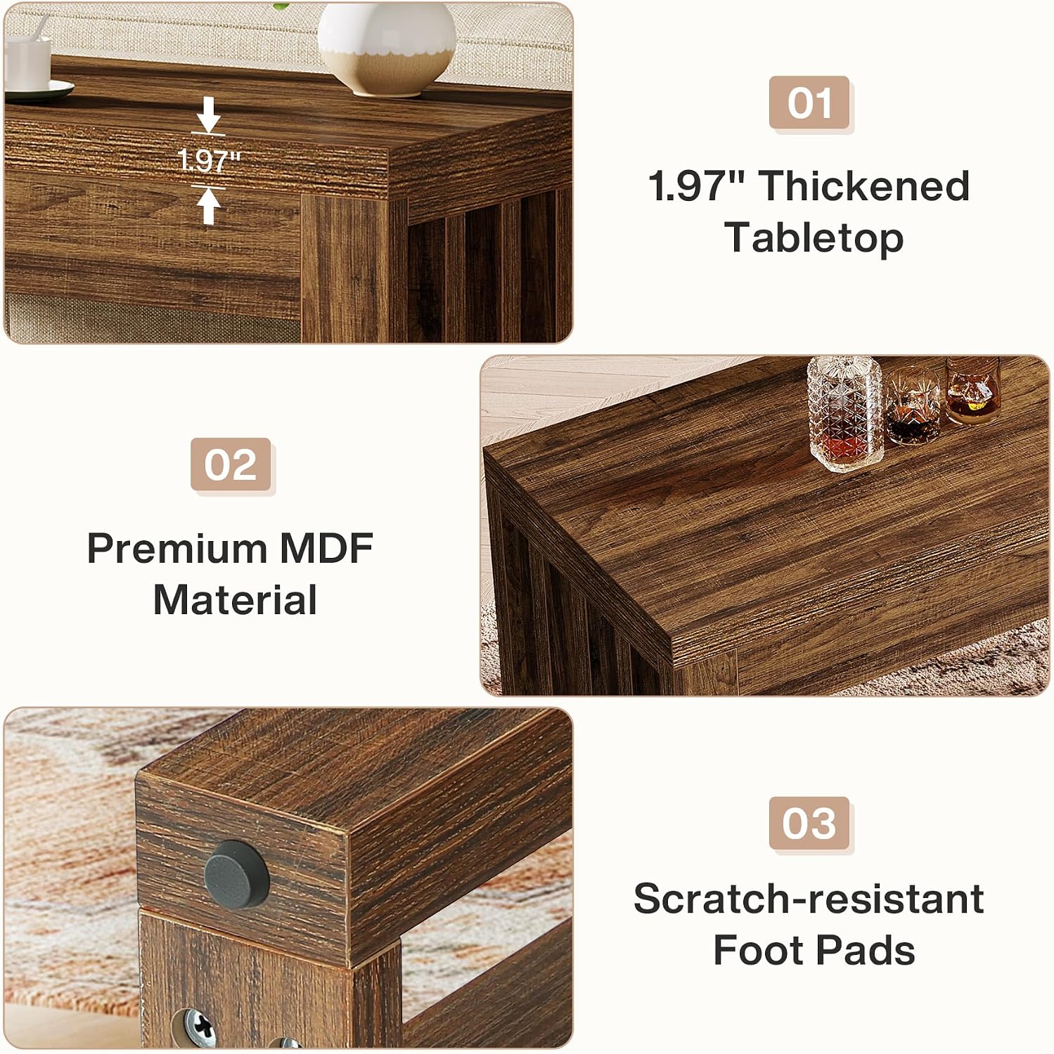 Tribesigns 63-inch Bar Table, Farmhouse Counter Height Pub Dining Table, Rectangular Kitchen Bar Height Table for Dining Room, Bistro, Restaurant,Rustic Brown