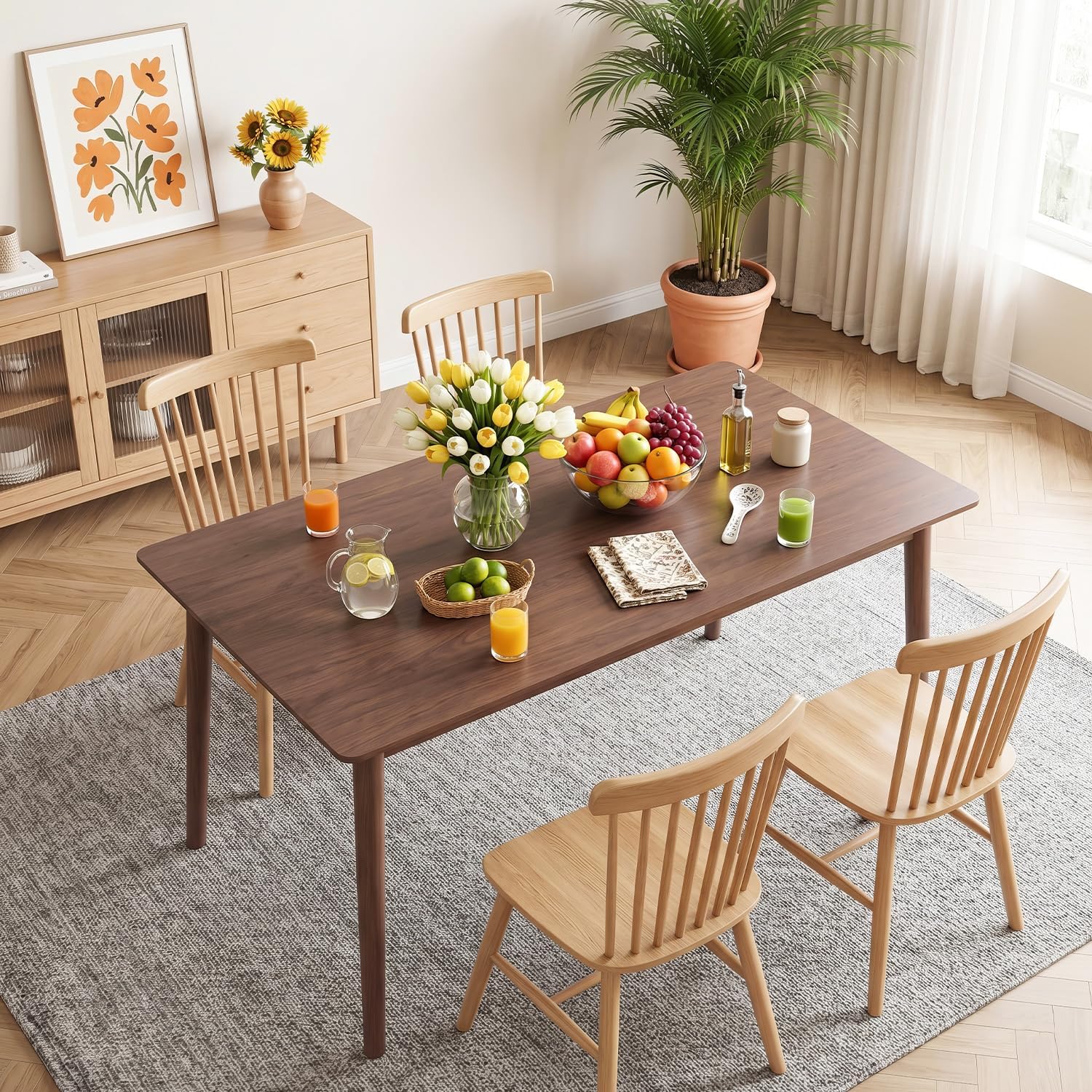 FDW 47 Inches Dining Table, Dining Room for 4 People, Small Rectangular Table for Kitchen, Quick Assembly, Small Spaces Modern Home Furniture Dinner Table, Espresso