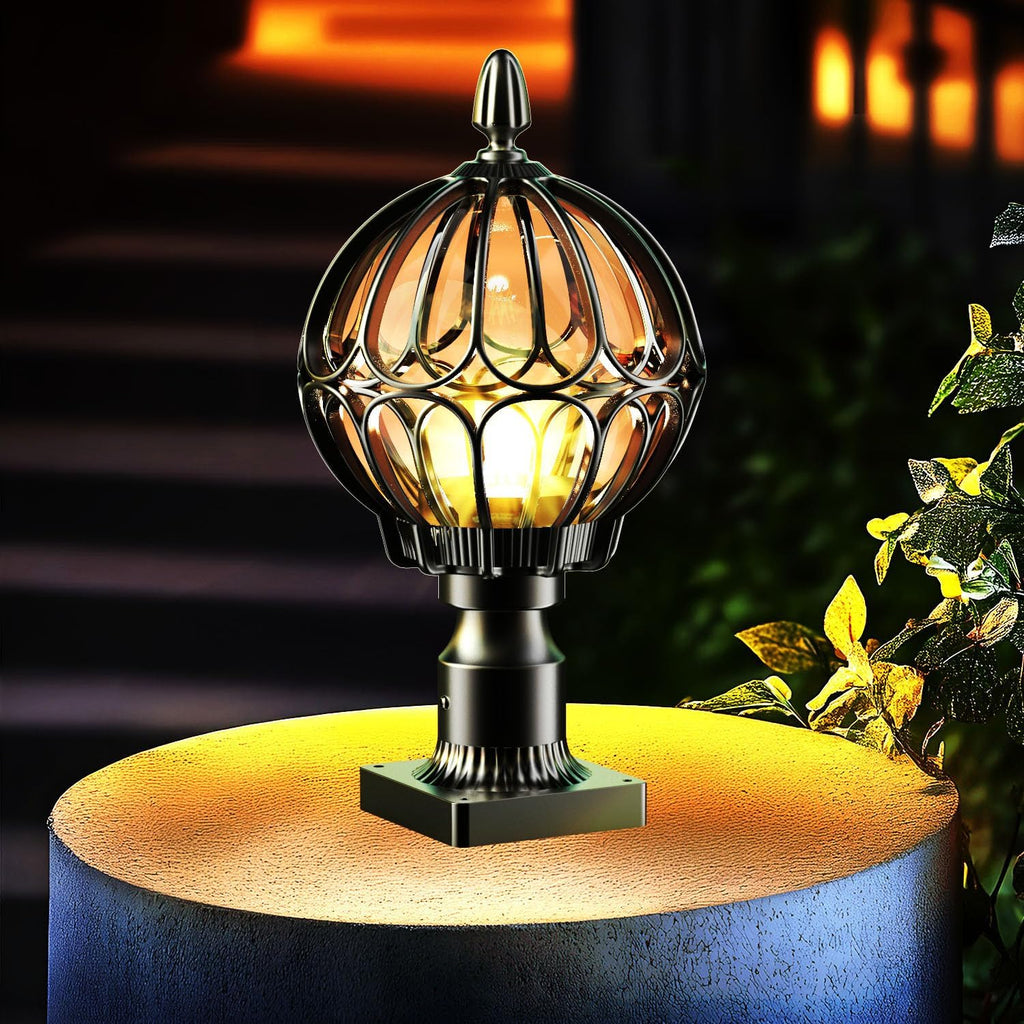 Outdoor Post Lights,Outdoor Column Lights,Deck Lights,Post Cap Lights,lamp Post Light,with E26 IP54 Waterproof,Hard Wired Fence Post Lights,Modern Light Fixture (Black, Large)