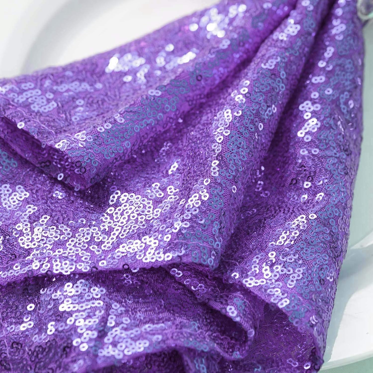 50 pcs 20-Inch Purple Sequins Napkins - for Wedding Party Restaurant Holiday Dinner