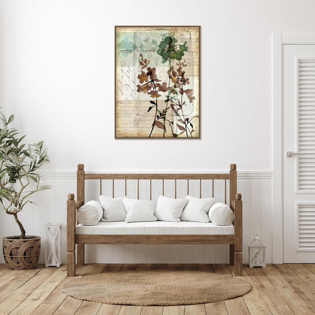 Amanti Art Framed Canvas Wall Art 42x32 Music Box Floral II by Jennifer Goldberger, Framed Wall Art Canvas, Flowers Artwork, Traditional Decor, Oversize Poster Painting for Living Room, Bedroom,