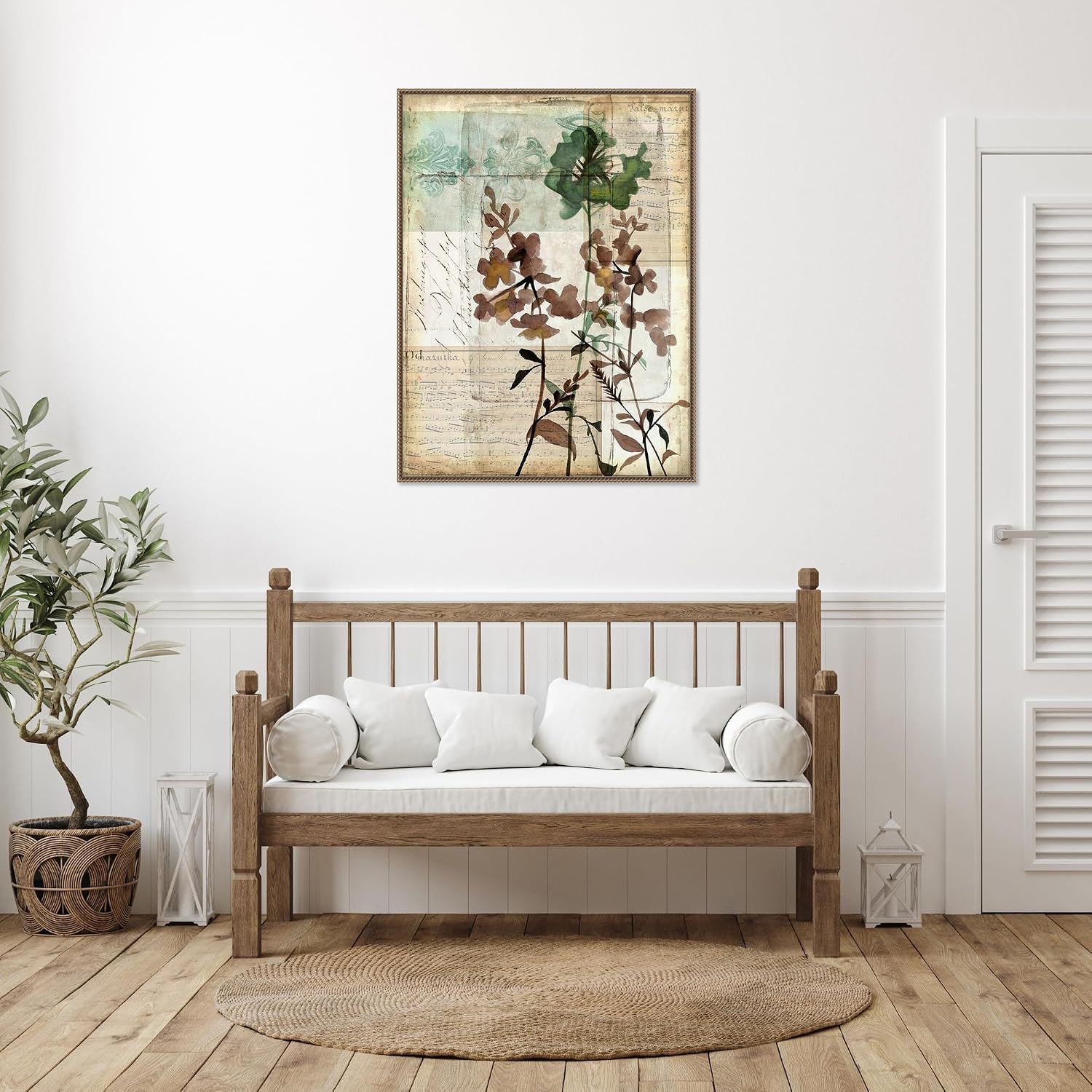 Amanti Art Framed Canvas Wall Art 42x32 Music Box Floral II by Jennifer Goldberger, Framed Wall Art Canvas, Flowers Artwork, Traditional Decor, Oversize Poster Painting for Living Room, Bedroom,
