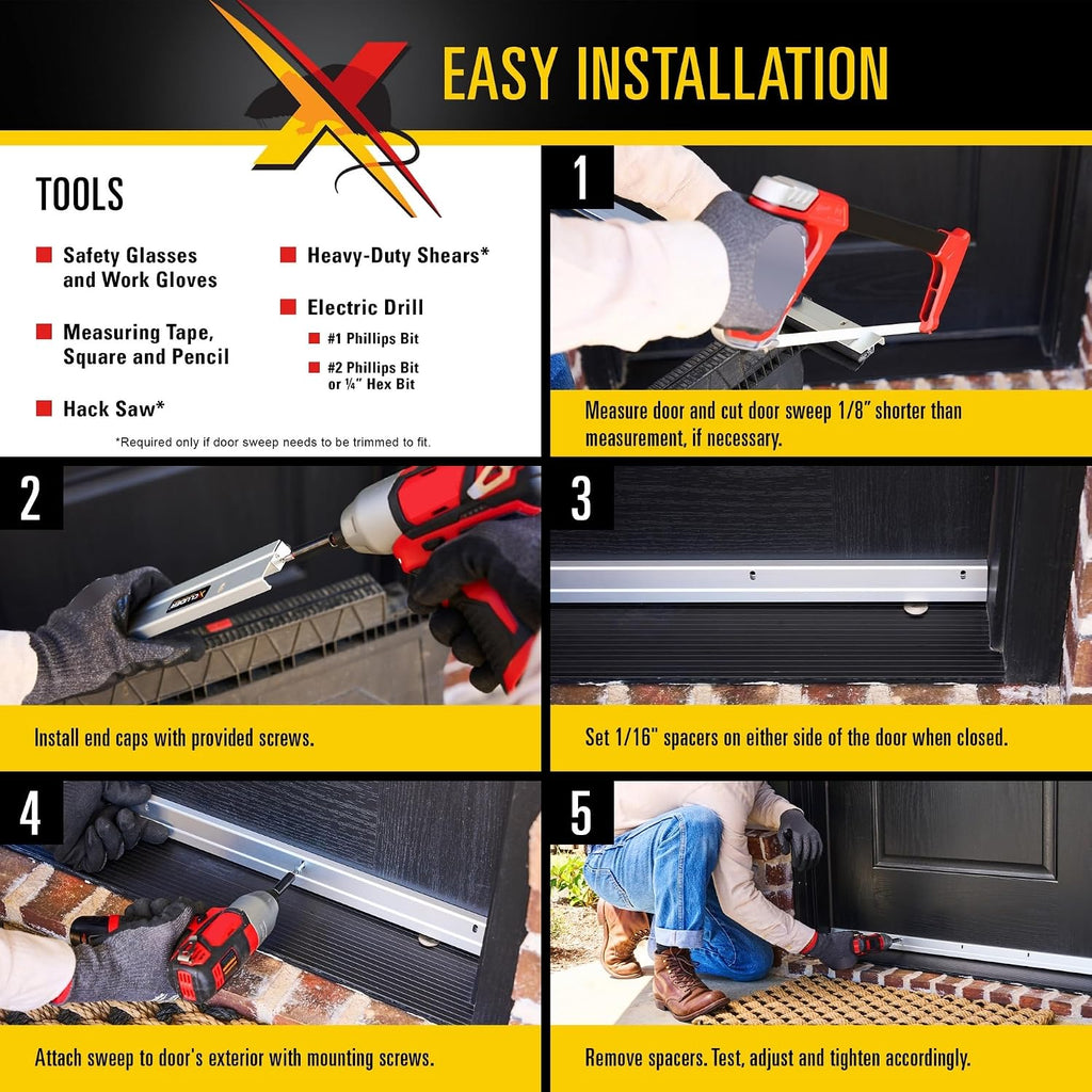 Xcluder 48 in. Standard Door Sweep, Dark Bronze 2-Pack, Seals Out Rodents & Pests, Enhanced Weather Sealing, Easy to Install; Rodent Protection; Rodent Proof Door Sweep