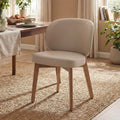 YOUNIKE Dining Chair with High Back Single Mid Century Modern Kitchen Chair Faux Leather Upholstered Armless Accent Chair 20' Wide Padded Seat with Wooden Legs for Dining Living Room Bedroom Khaki