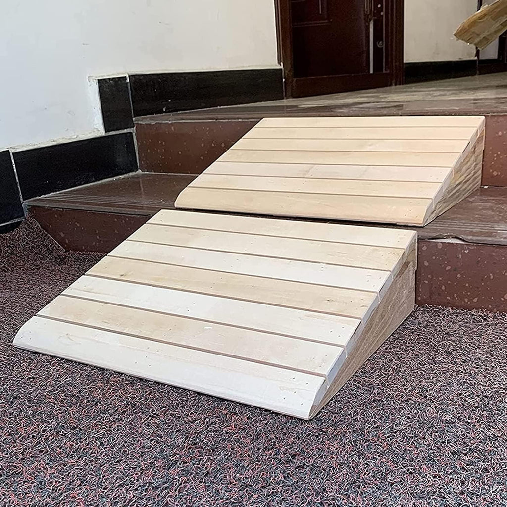 Handicap Ramps Heavy Duty Solid Wood Wheelchair Ramp Non-Slip Threshold Ramp Home Entrance Doorway Scooter Ramp for Car Handicap Ramps Sturdy