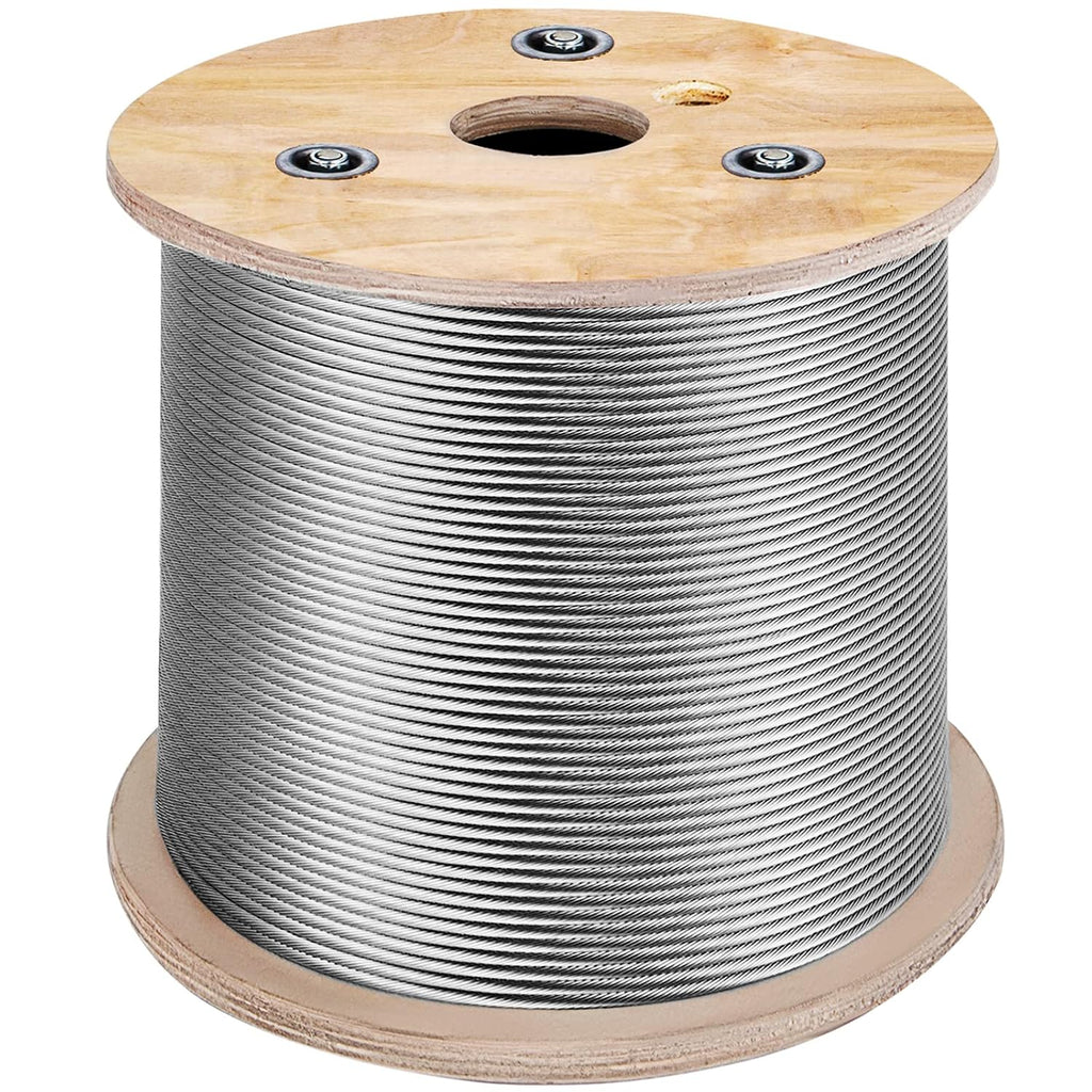 Happybuy Stainless Steel Cable 3/16'x 500ft, T304 Marine Grade Deck Cable Railing, 7x19 Strands Construction Braided Aircraft Cable for Deck Rail String Lights Hanging Porch Fence DIY Baluster