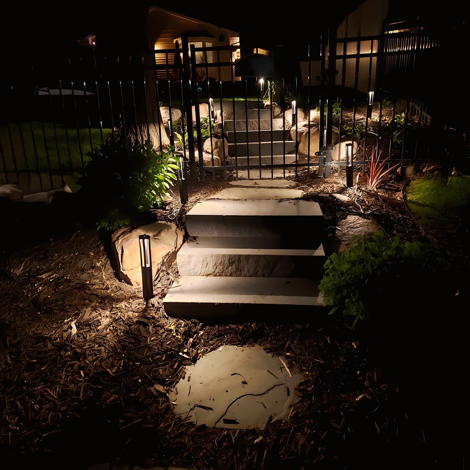 LEONLITE 12-Pack 5CCT Low Voltage Path Lights, Update 1800K2700K3000K4000K5000K Selectable, 3W LED Landscape Pathway Lights, Outdoor Landscape Lighting for Driveway, Aluminum, 12-24V, ETL, IP65, Black
