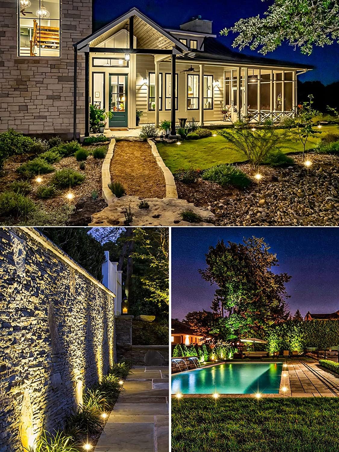 ZUCKEO Low Voltage Landscape Lights Well Lights Landscape LED in Ground Light IP67 Waterproof Outdoor Landscape Lighting Wired Floor Pathway Deck Step Garden with Connectors (20Pack Warm White)