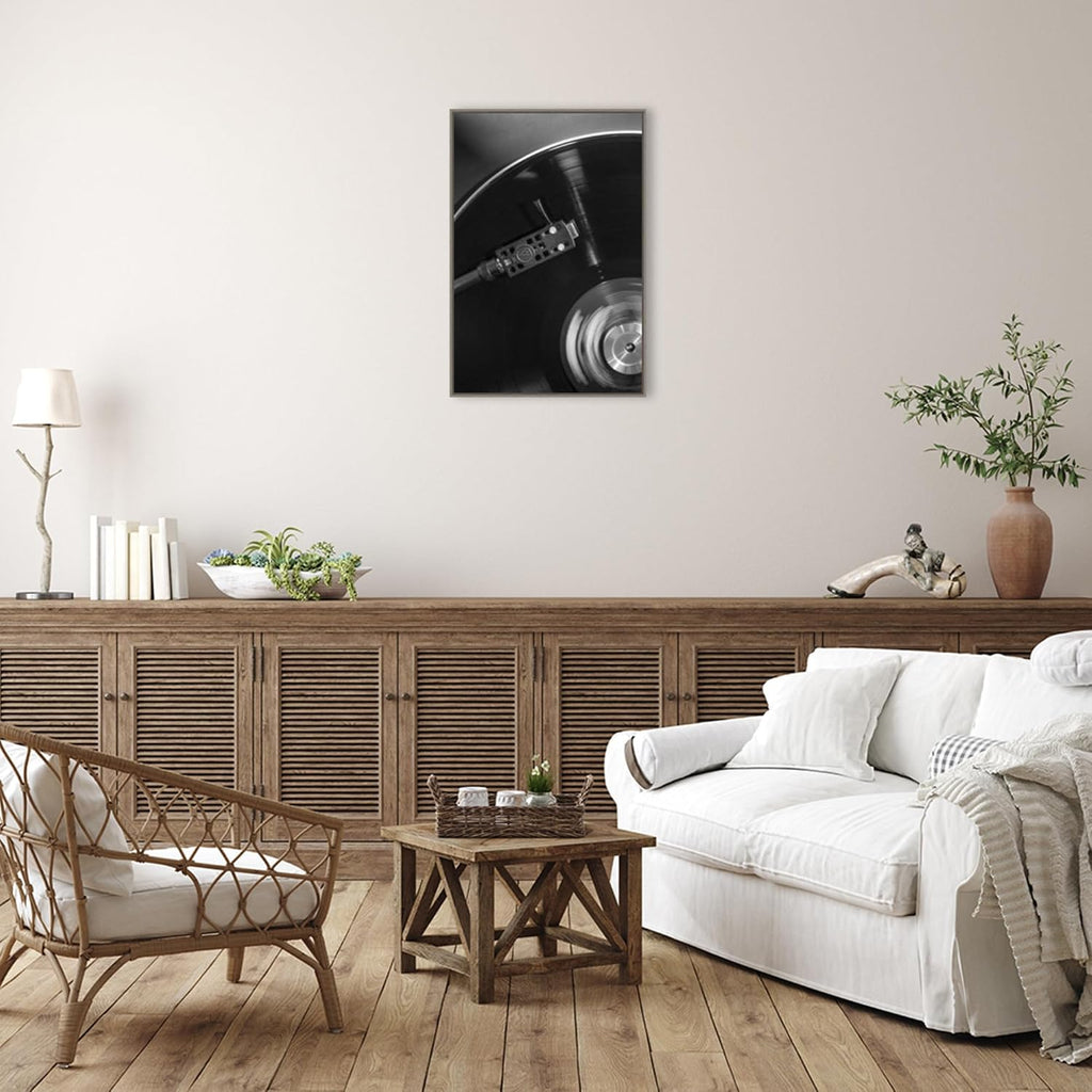 Amanti Art Framed Canvas Wall Art 33x23 Vinyl 001 by 1x Studio III, Framed Wall Art Canvas, Music Artwork, Country Rustic Decor, Large Poster Painting for Living Room, Bedroom, Bathroom, Kitchen,