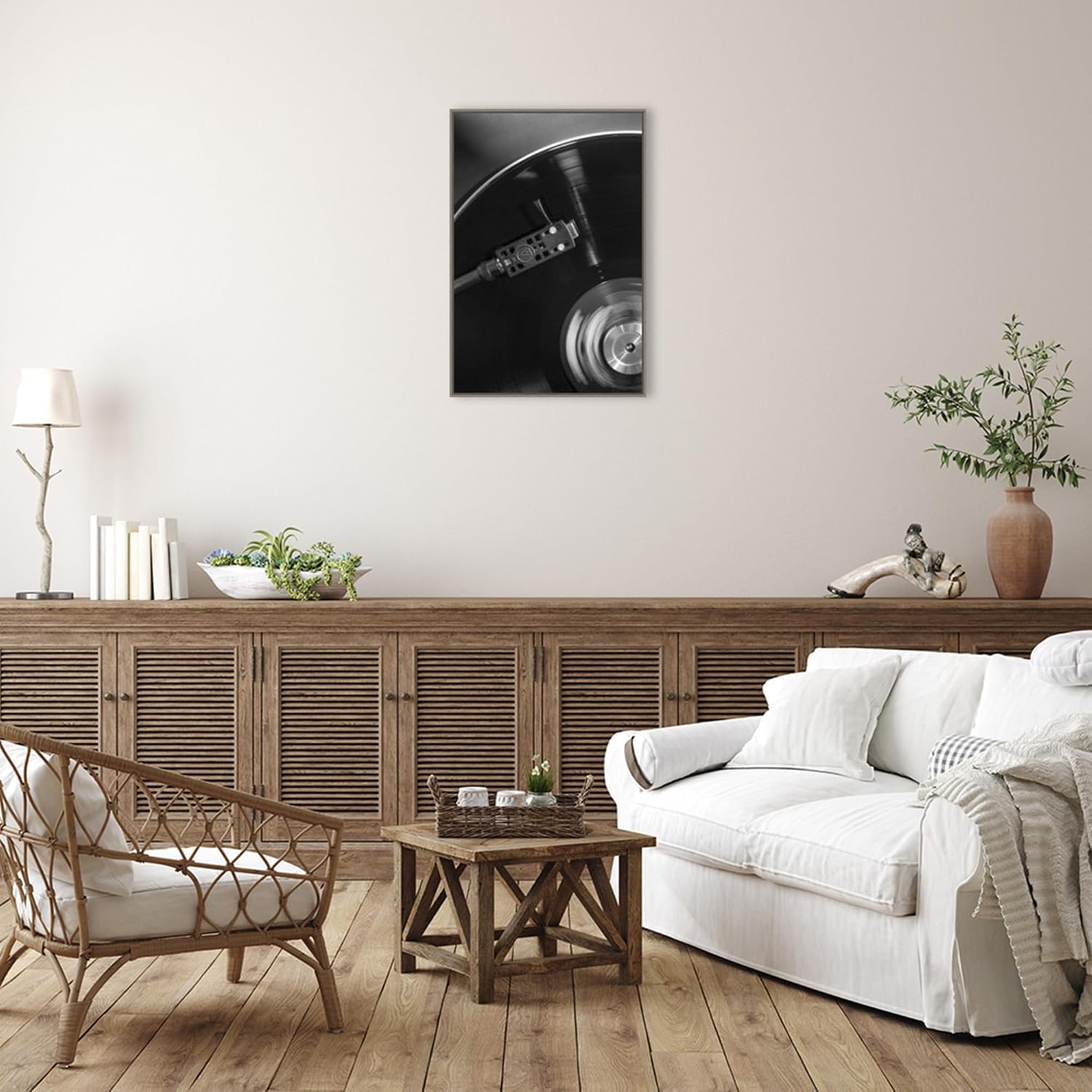 Amanti Art Framed Canvas Wall Art 33x23 Vinyl 001 by 1x Studio III, Framed Wall Art Canvas, Music Artwork, Country Rustic Decor, Large Poster Painting for Living Room, Bedroom, Bathroom, Kitchen,