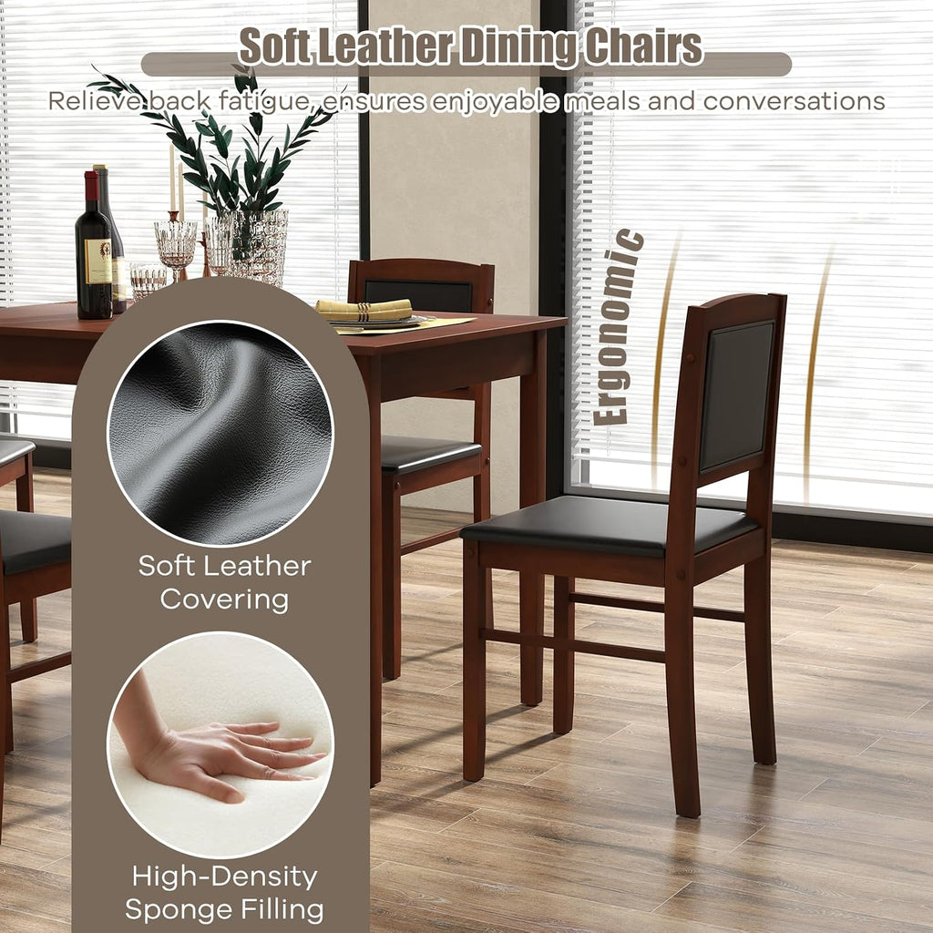 NAFORT 5 Piece Dining Table Set for 4, Farmhouse Solid Wood Kitchen Table Chairs Set of 4, Mid-Century Modern Dinette Set w/Upholstered Dining Chairs, 4 Seat Dining Room Table for Kitchen,Office