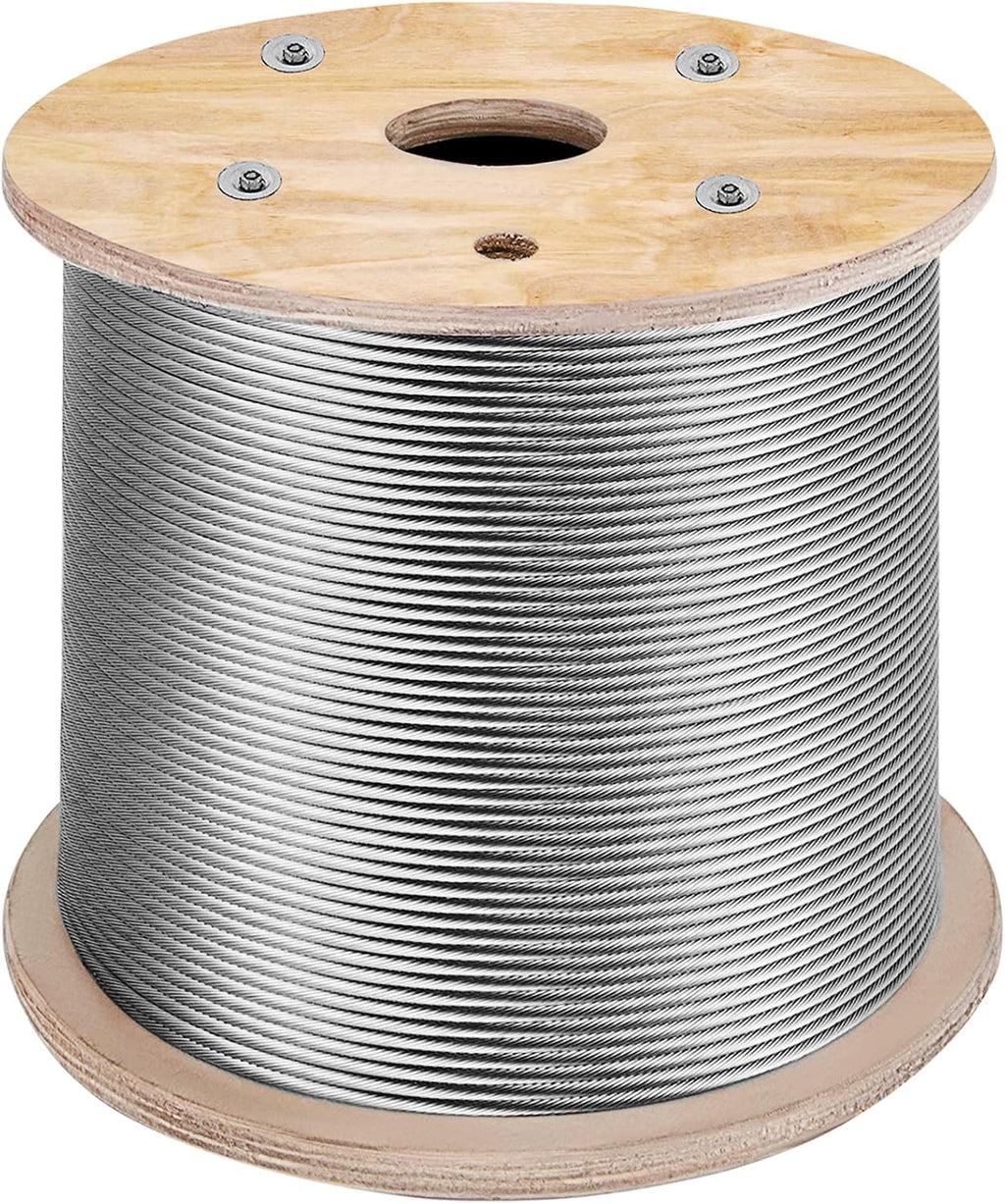 BestEquip 3/16 Stainless Steel Cable 1000FT, T316 Marine Grade Wire Rope 1x19 Aircraft Cable Railing for Deck Rail String Lights Hanging Porch Fence DIY Baluster