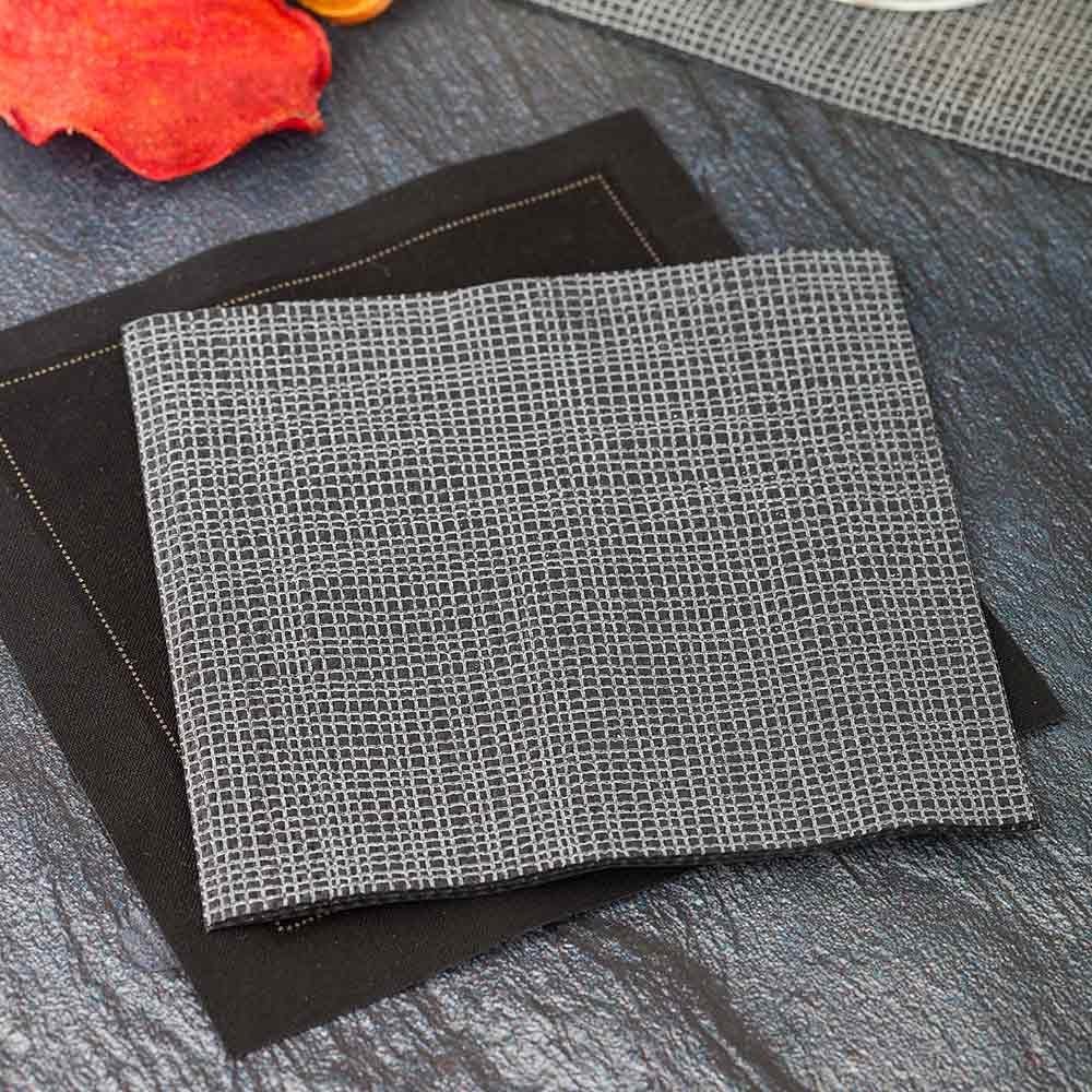 Restaurantware Paper Cocktail Napkins 2 Ply Napkins Disposable Beverage Napkins - Black with White Threads - 8' x 8' - Luxnap Micropoint - 4800ct Box