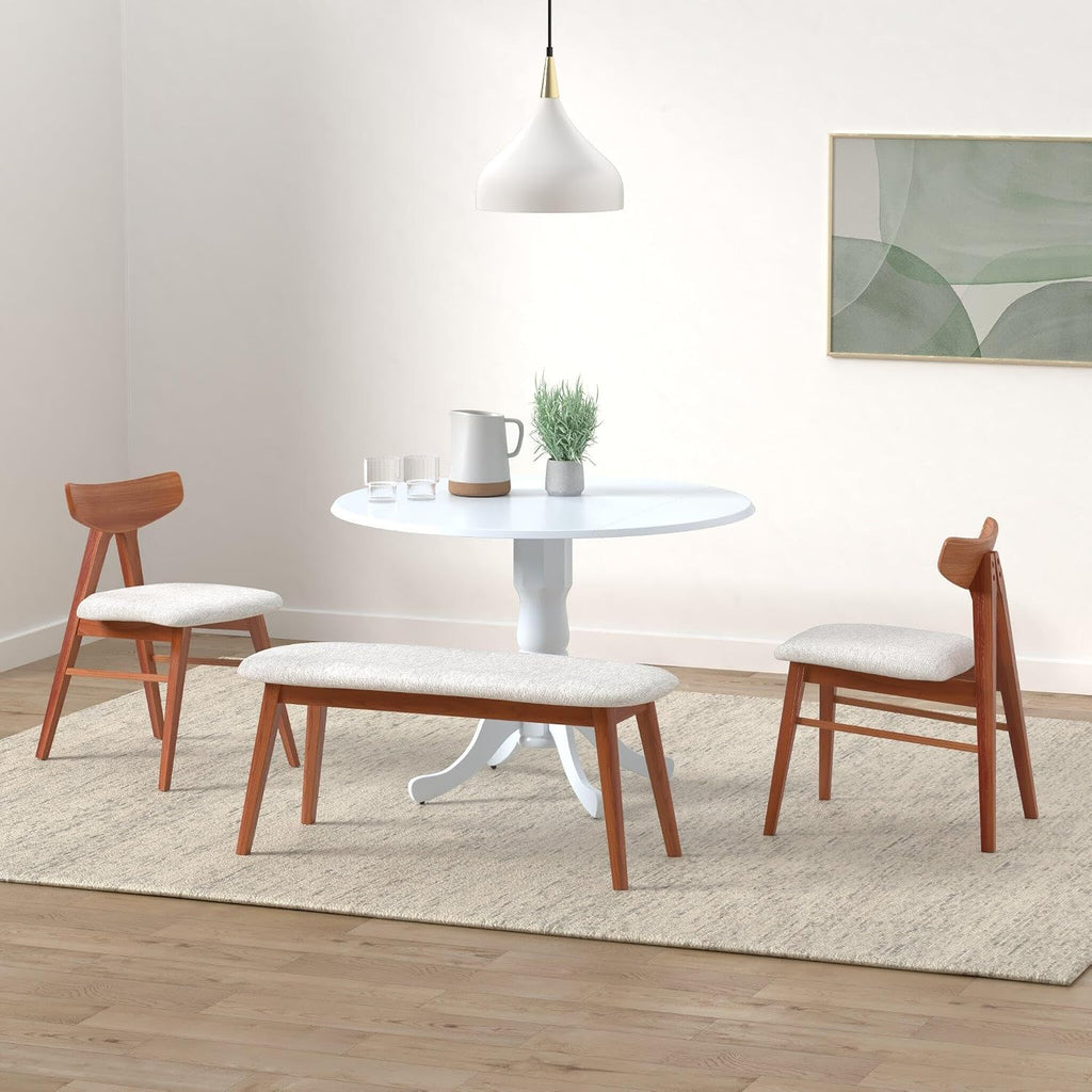 IC International Concepts, 42' Round Dual Drop Leaf Pedestal Dining Table, Solid Real Wood, Sturdy Parawood, White