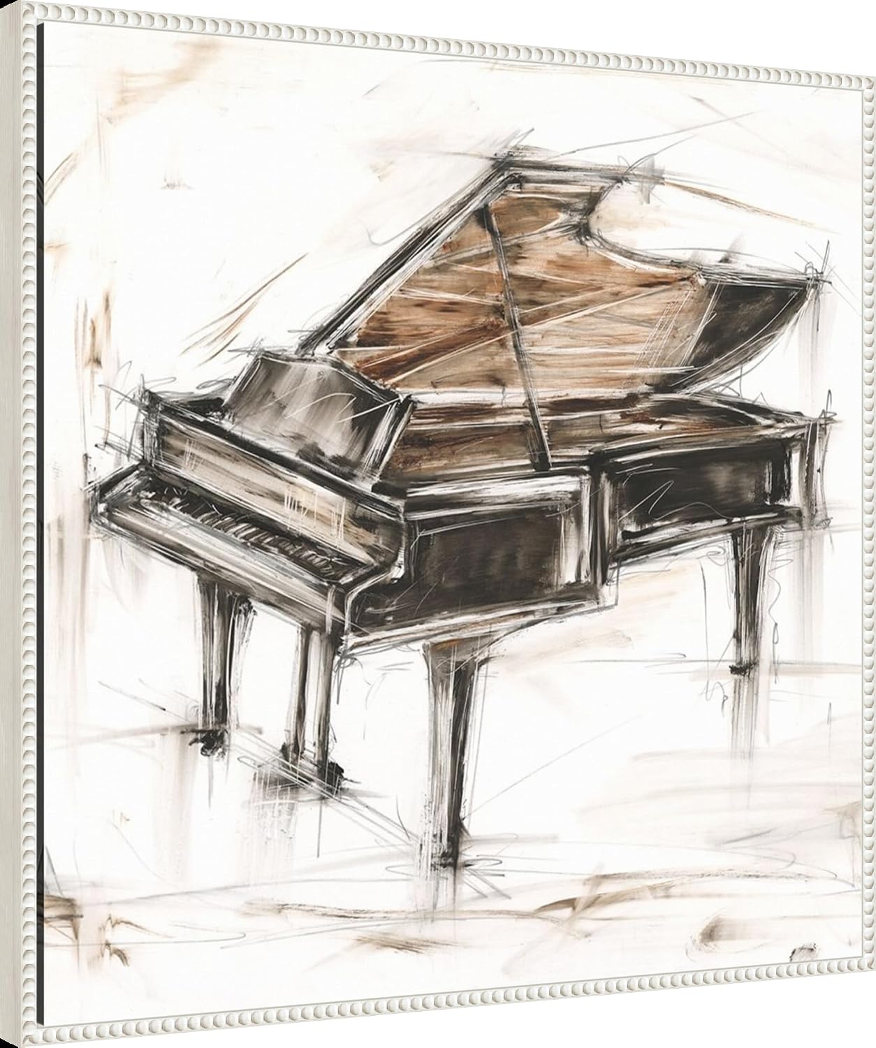 Amanti Art Framed Canvas Wall Art 30x30 Grand Piano Study by Ethan Harper, Framed Wall Art Canvas, Music Artwork, Traditional Decor, Large Poster Painting for Living Room, Bedroom, Bathroom, Kitchen,