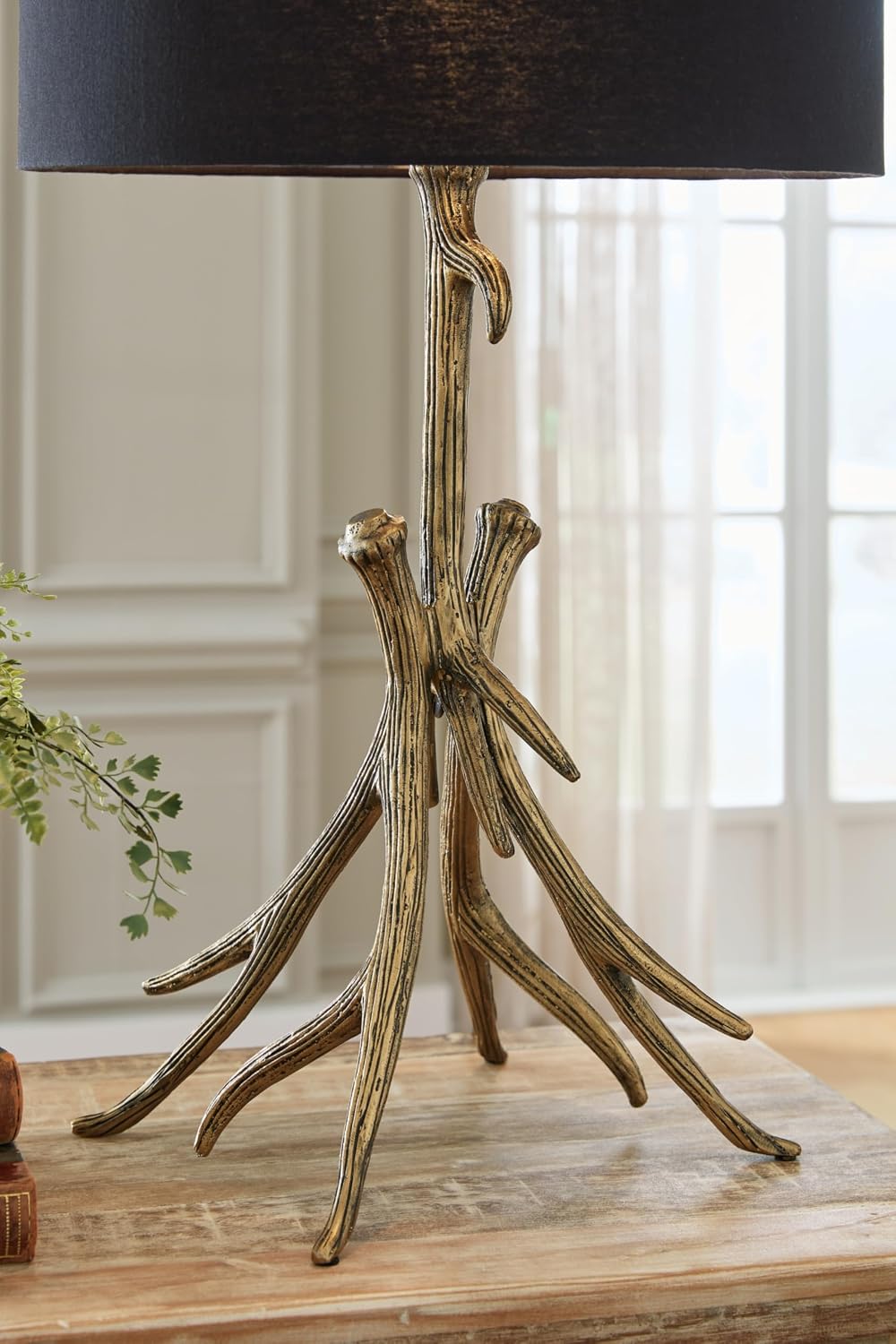 Signature Design by Ashley Josney Rustic Cast Aluminum Root Table Lamp with 3-Way Switch, Metallic & White