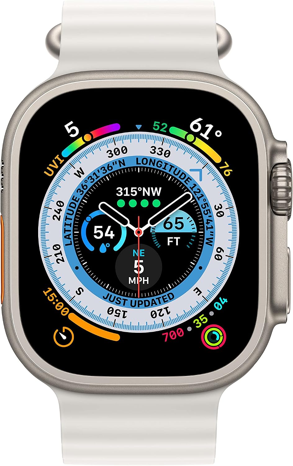 Apple Watch Ultra [GPS + Cellular 49mm] Titanium Case with White Ocean Band, One Size (Renewed Premium)