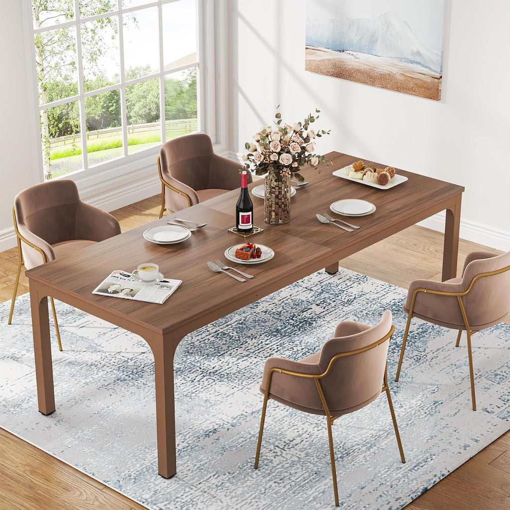 Tribesigns Dining Table for 6-8 Person, 78 inch Long Rectangular Kitchen Dining Table for Living Room and Dining Room, 78.7 x 27.5 x 29.5 Inches(Only Table) (Brown)