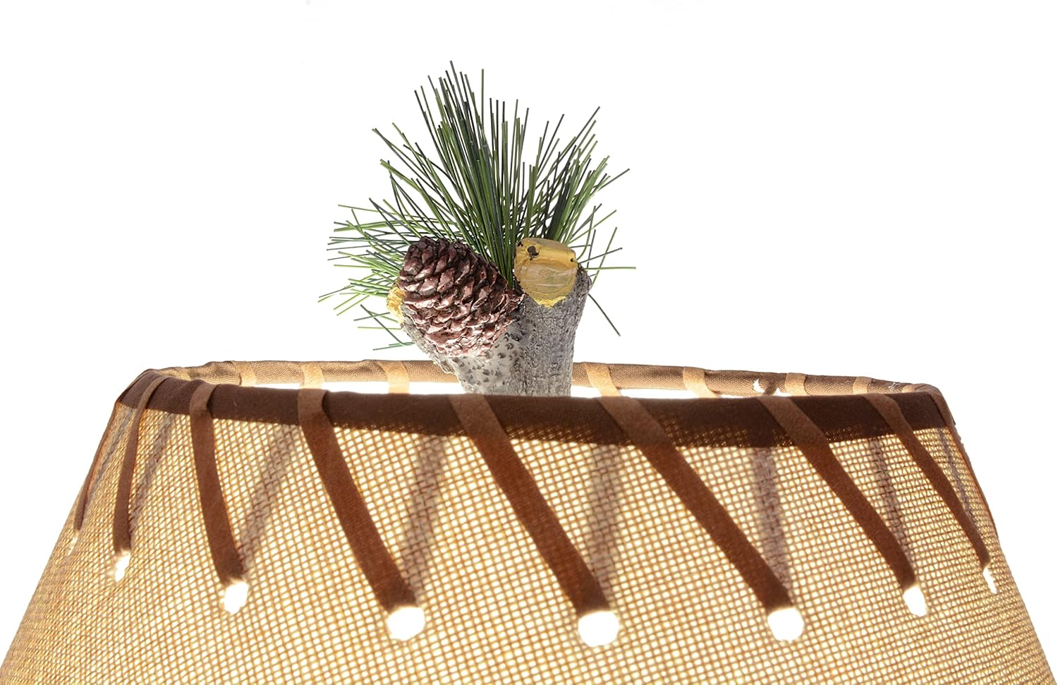 BLACK FOREST DECOR Woodlands Pinecone Lamp - Rustic Lodge Table Lamp with Laced Shade