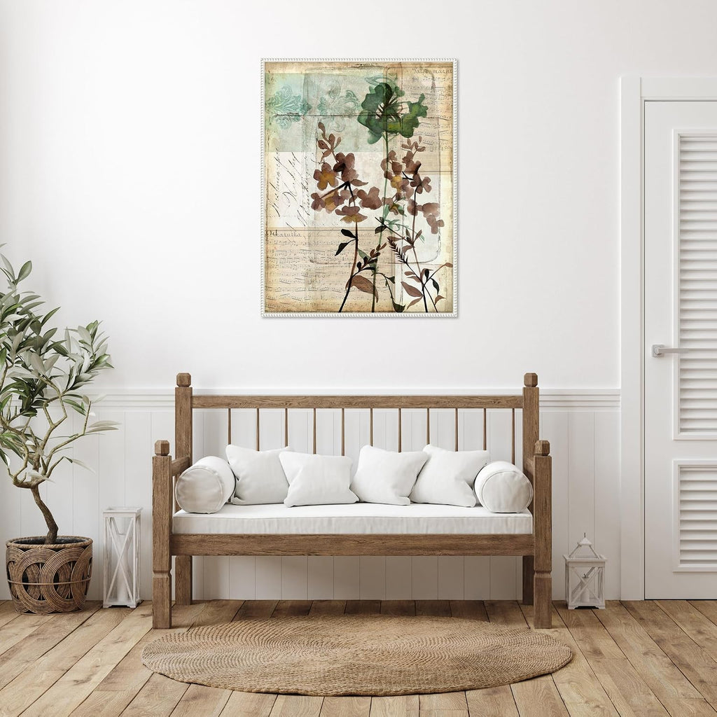 Amanti Art Framed Canvas Wall Art 42x32 Music Box Floral II by Jennifer Goldberger, Framed Wall Art Canvas, Flowers Artwork, Traditional Decor, Oversize Poster Painting for Living Room, Bedroom,